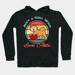 Just a Girl Who Loves Akita Inu Dog puppy Lover Cute Mother s Day Sunser Retro Hoodie